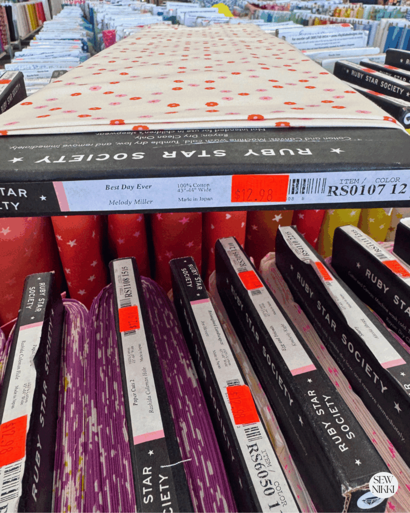 New quilters should avoid expensive fabric when learning to cut properly and stick to the discounted racks instead by Sew Nikki