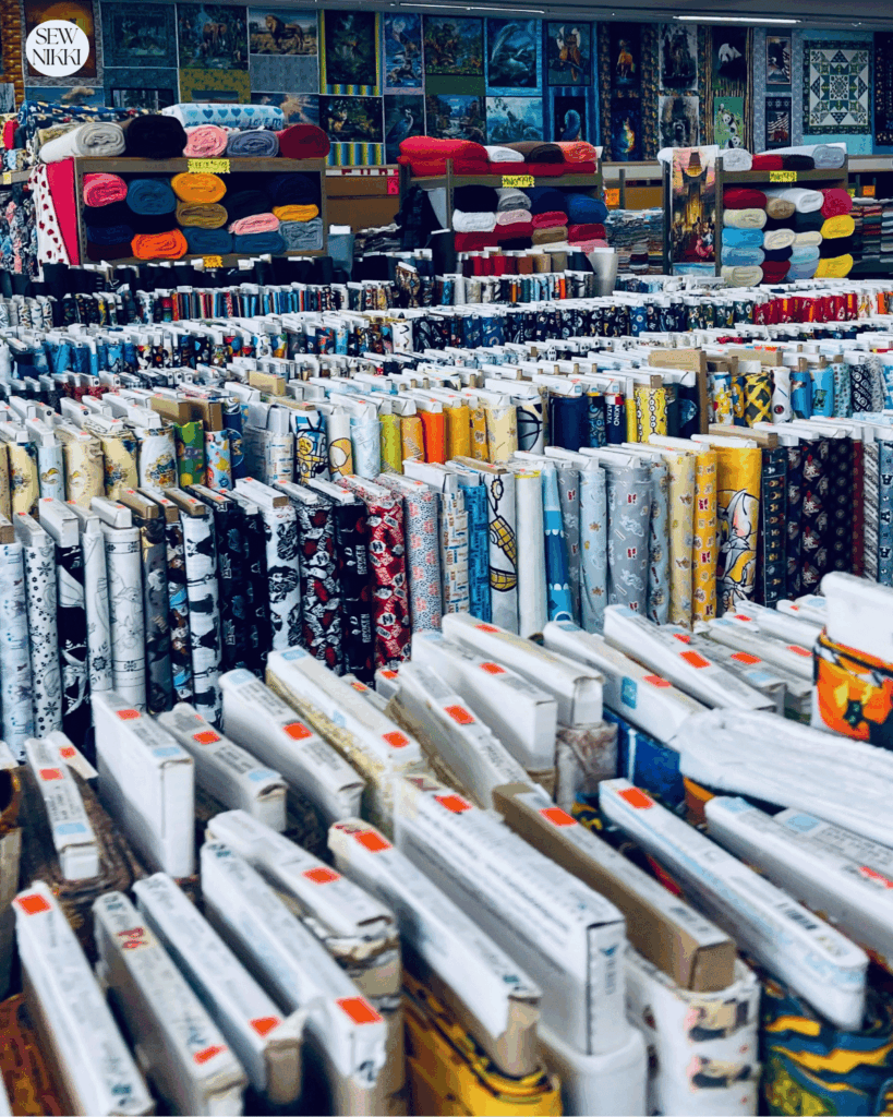 What's the best fabric for new quilters by Sew Nikki - photo of the inside of my local fabric store.
